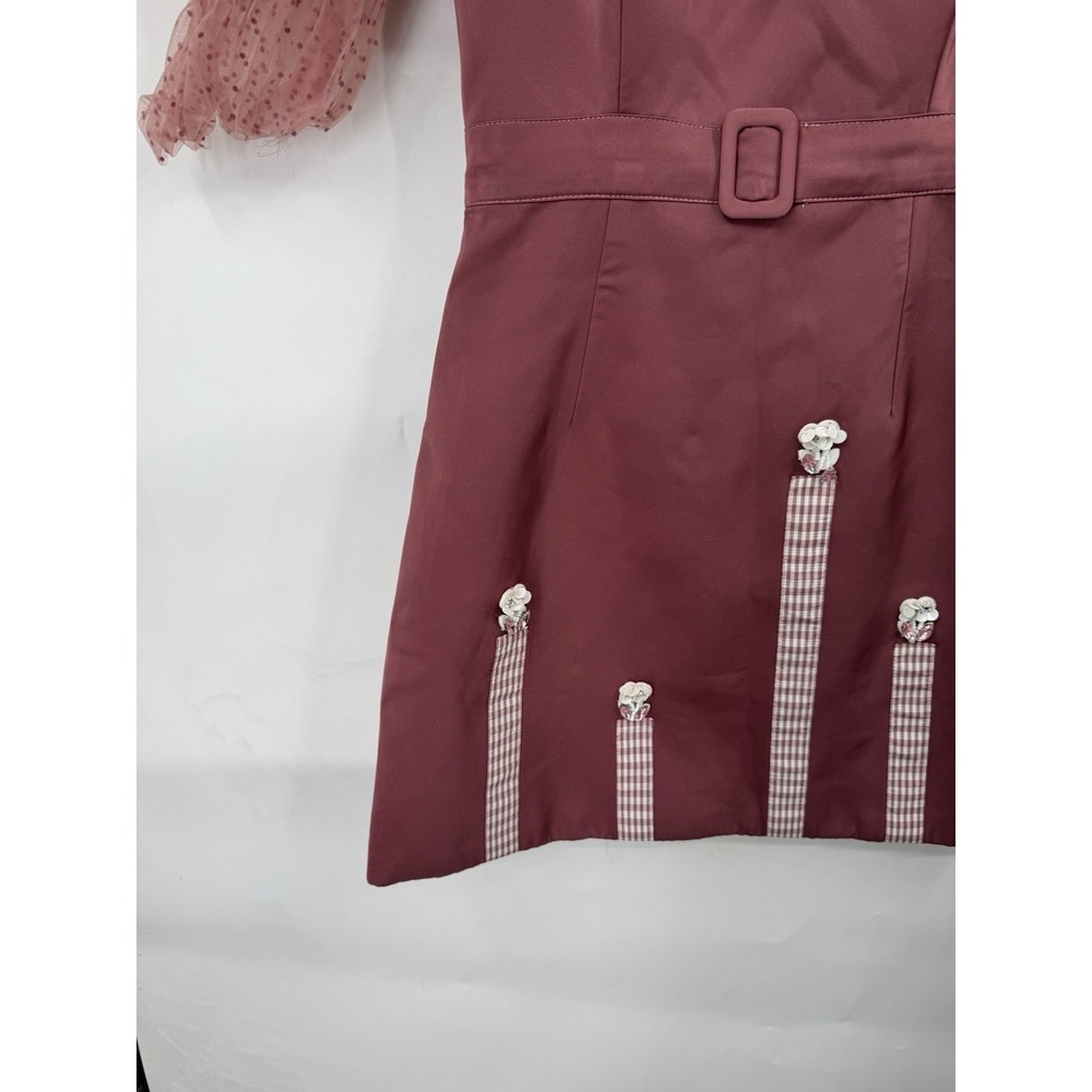 Bellita Coquette Whimsy Ballerina Mini Dress Women S Brown Puff Shoulder Fairy - Picture 7 of 8